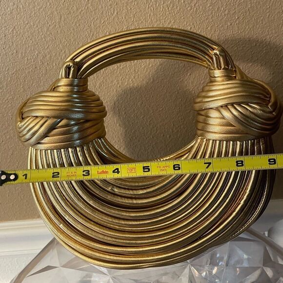 Gold Knotted Circular Womens Handbag Gorgeous Gold - Picture 10 of 13